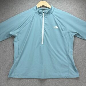 The North Face Top Womens XL Light Blue Raglan Sleeve 1/2 Zip Performance Active